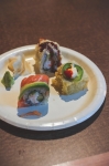 Benihana (a personal favorite) samples three sushi rolls. This is the Las Vegas Roll—Salmon, avocado and cream cheese in a deep-fried roll, with jalapeño and spicy sauce on top. Photo: Talyn ShererCrunchy Roll – Shrimp tempura, avocado, cucumber and crab mix inside, topped with tempura crumbs.Alaskan Roll  – A creamy California Roll topped with salmon and avocado.
