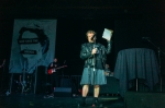 Bill Allred, of X96's Radio From Hell show, emceed the evening in his Ramones jacket and kilt. Photo: Tyson Call
