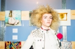 Model Sonny Brock in white leather as part of the "Vicious" theme. Photo: Tyson Call