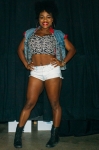 Model Nyesha MekaDayz poses after the runway show. Photo: Tyson Call