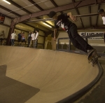 Dominique grinds around the Banzai bowl. Photo:@_chriskiernan_