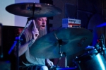 Andy Patterson crashes his cymbals. Photo by Madi Smith
