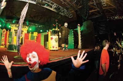 Mike Brown standing in the mighty Juggalo shadow of Violent J.