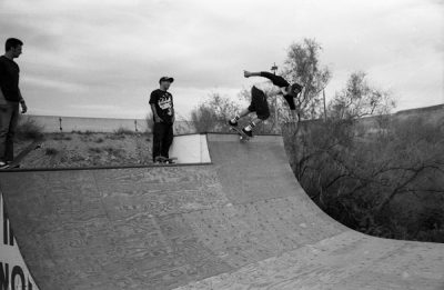 Grayson with a head high ollie