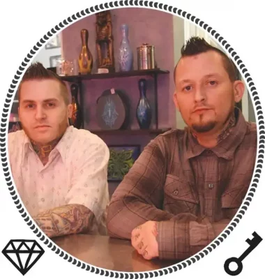 Catfish and Eric Sager of Ironclad Tattoo.