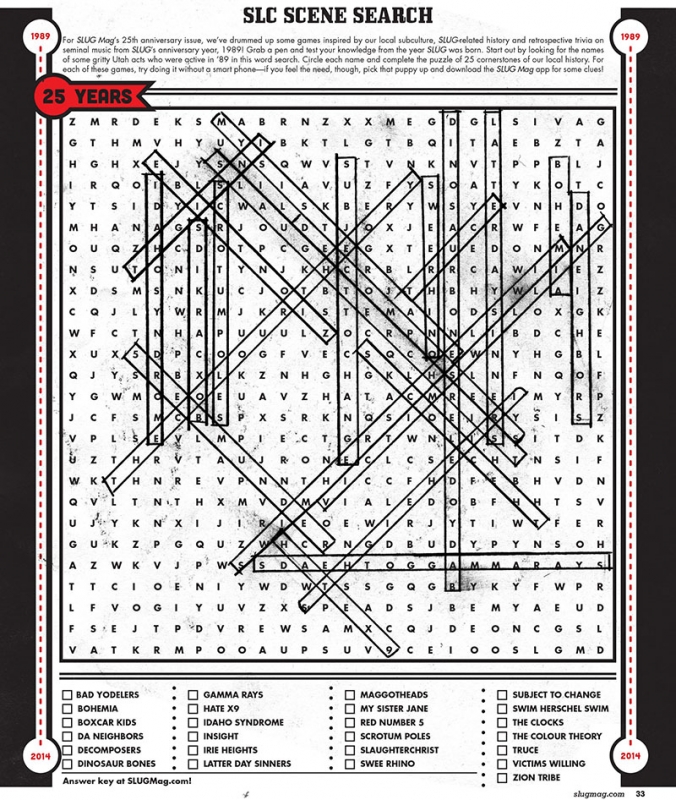 SLUG 25th Anniversary: SLC Scene Search