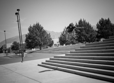 Bryce Dale warms up with an ollie at the Maverik Center. Photo: Sam Milianta