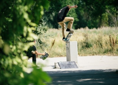 Levi Faust just came to watch and show moral support, but that didn't stop him from doing this frontside nosegrind at the "DIY" spot in West Valley. Photo: Weston Colton