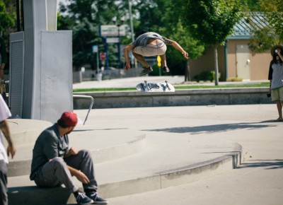 Jose Suitt, kick flip down the long three set. Photo: Weston Colton