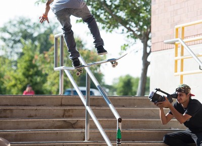 Second Place winner Brandon Aguayo, Best Trick, bigspin front board fakie. Photo: Niels Jensen