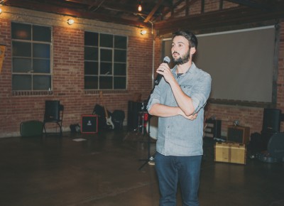 Richard Laing, community director at Big Cartel welcoming every one to the party. Photo: @clancycoop