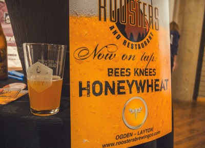 The most surprising beer of the night came from Roosters Brewing Co. Their Honey Wheat gave off a sweet and sour taste that paired with the wheat bags by artist Mel Ziegler. Photo: Talyn Sherer