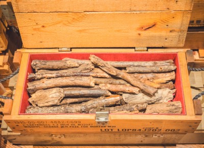 If dogs were pirates, I am sure this is what their treasure chests would contain. Artist Mel Ziegler displays the boxes upon boxes of sticks he used to play fetch with his dog. Photo: Talyn Sherer