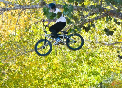 Zombie Chris Flook gets up into the trees. Photo by Andy Fitzgerrell