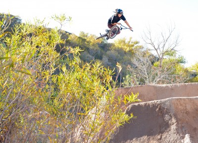 "Six" spins a 450 table over the hip. Photo by Andy Fitzgerrell