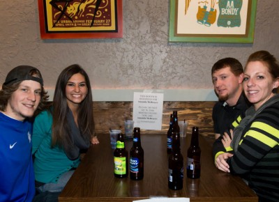 Getting their own fancy reserved table, Matt, Danae, Dustin and Amanda await the next band to take the stage. Photo: @LMSORENSON