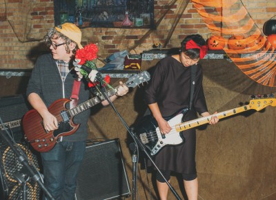 (L–R) Skyler Bush and Sally Yoo rock out as Hüsker Dü (Chalk). Photo: Tyson Call @clancycoop