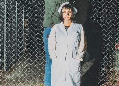 (L–R) David Ohlson as Jason Voorhies and Donna Baluchi as the Pig-Faced Nurse from Twilight Zone. Photo: Tyson Call @clancycoop