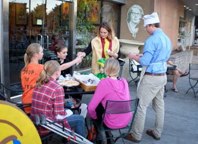 The Coffee Garden offered candy and lady fingers to early-evening trick-or-treaters. Photo: John Barkiple