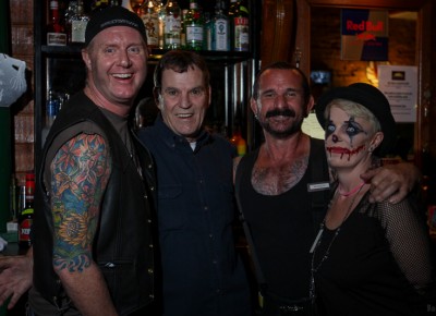 The bar staff at the The Sun Trapp should have won the costume contest. Photo: John Barkiple