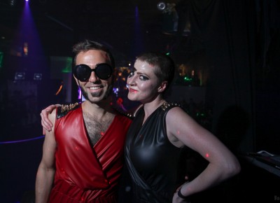 Rafi and Ischa leave the stage after opening for Sketch Cabaret’s Halloween party at Metro Bar. Photo: John Barkiple