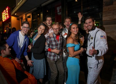 Costumed guests at the Beer Bar filled the patio. Photo: John Barkiple