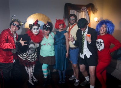 This tiny party was quickly absorbed by a raging costume party four doors south. Photo: John Barkiple