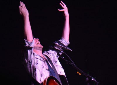 Brian Aubert of Silversun Pickups conjuring an ovation for opening band Foals. Photo: Andy Fitzgerrell