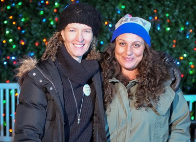 (L-R) KRCL DJ Eugenia Hero-Jaffe and KRCL board member Kaneischa Johnson get ready to bring Fictionist to the stage. Johnson booked the bands for the Polar Jubilee and she manages Provo’s Velour Live Music Gallery. Photo: John Barkiple