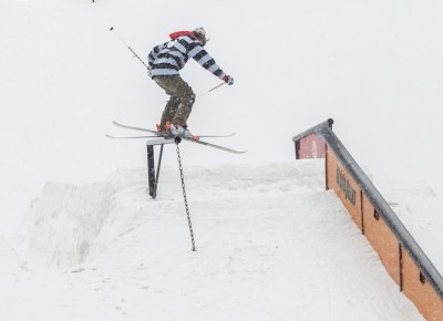 Chase Mohrman, Open Men's Ski, gap to backside boardslide. Photo: Cezaryna Dzawala