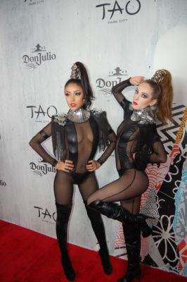 Two of Carmela's dancers sport her avant-garde go-go designs. Photo: Julia Sachs