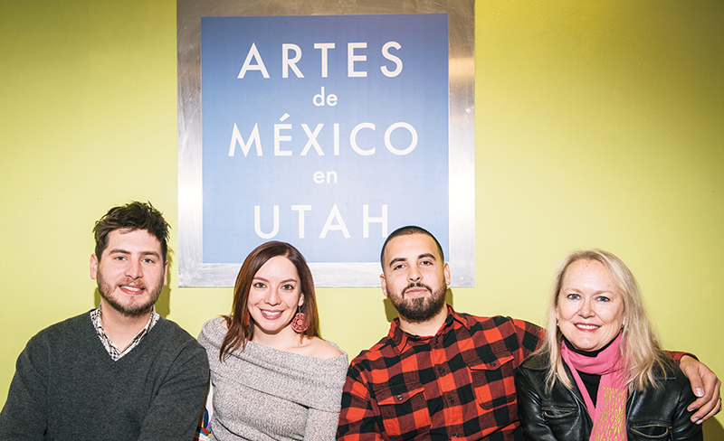 (L–R) Artes de México en Utah board members Renato Olmedo-González and Claudia Benítez, Projects Coordinator Luis López and Co-founder Susan Vogel connect their community through the appreciation of Mexican art and culture. Photo: Russel Daniels