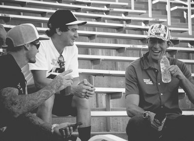 The man behind it all, Travis Pastrana, takes a break to grab some water and hang out in the stands. Photo: Matthew Windsor