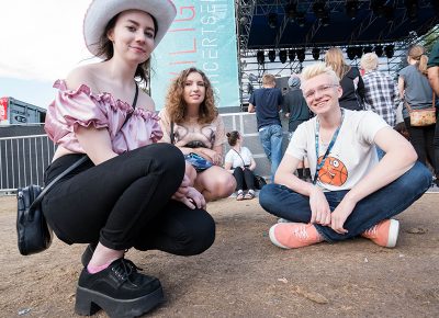 Jillian Rogers, Gabby Anderson and Nathan Milch wait for Thursday’s Twilight series music to kick off with local act Elytra. Photo: JoSavagePhotography.com