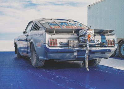 This 1965 Ford Mustang Fastback, called the Silver Bullet, was built by Todd Landon and had a run of 166 mph. The car was rebuilt as a land speed car after it crashed during the 2007 Chihuahua Express rally race.