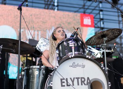 The fairy drummer of Elytra was in the zone while dropping fresh rhythms. Photo: JoSavagePhotography.com