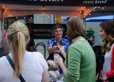 Mozdykuchen hands out samples of sweet bread at Friday's DIY Fest. Photo: @snowlenda