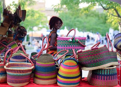 Baskets sold at the Mama Africa craft booth are handwoven in Ghana, West Africa. Photo: @snowlenda