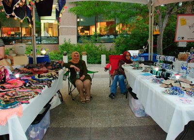 Zeynep and Nihal show hand-stitched items along with jewelry depicting the evil eye. The two were representing the Turkish American Cultural Center. Photo: @snowlenda