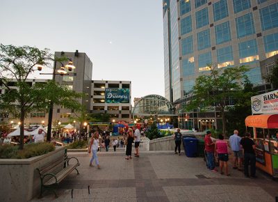 Crowds were still milling through the Gallivan Center despite the approaching sundown on Friday night. Photo: @snowlenda