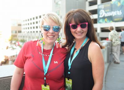 (L_R) Crystal Young-Otterstrom and Eve Patterson loved the craft cocktail scene on the VIP Patio at Craft Lake City. Photo: John Barkiple