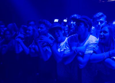 Fans crowd the front for a taste of Flume. Photo: Colton Marsala