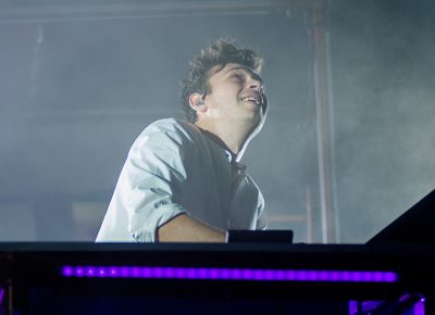 Flume looks toward the sky as he unleashes his unique dynamic musical style. Photo: Colton Marsala