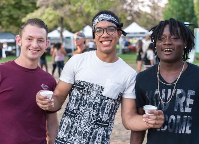 Marcus, Sabastian and Kevon heading to the front of the crowd as the music starts. Photo: Logan Sorenson / @Lmsorenson