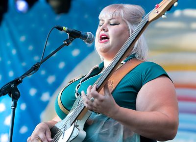 Shannon Shaw of Shannon and the Clams doo-wopping for the SLC crowd. Photo: Scott Frederick