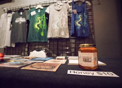 The California Honeydrops merch table. Photo: JoSavagePhotography.com