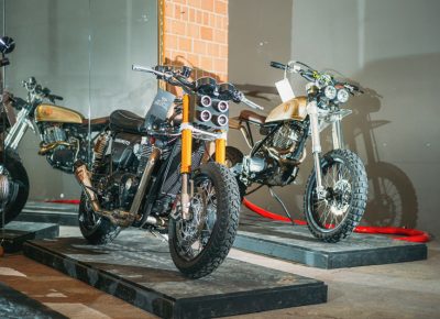 Bang Moto brought a very clean 2015 Triumph Thruxton 1200r and a 1979 Honda XL500, both heavily customized. Photo: @clancycoop