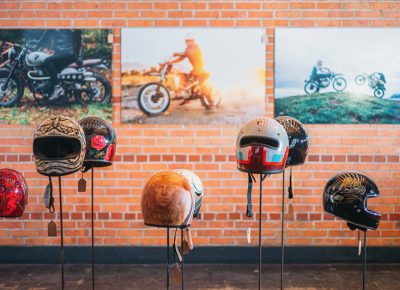 Artists and photographers were featured near the entrance, with painted helmets and giant prints for sale. Photo: @clancycoop