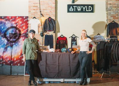 (L–R) Corinne Lan Franco and Jaime Dempsey of ATWYLD, a women's motorcycle apparel company, came from Long Beach, California bringing beautiful functional motorcycle wear for women. Photo: @clancycoop