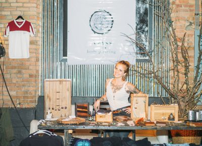 Courtney Marriott of Abyss Body Piercing poses with the jewelry and accessories she brought as part of her beautiful pop-up shop. Photo: @clancycoop